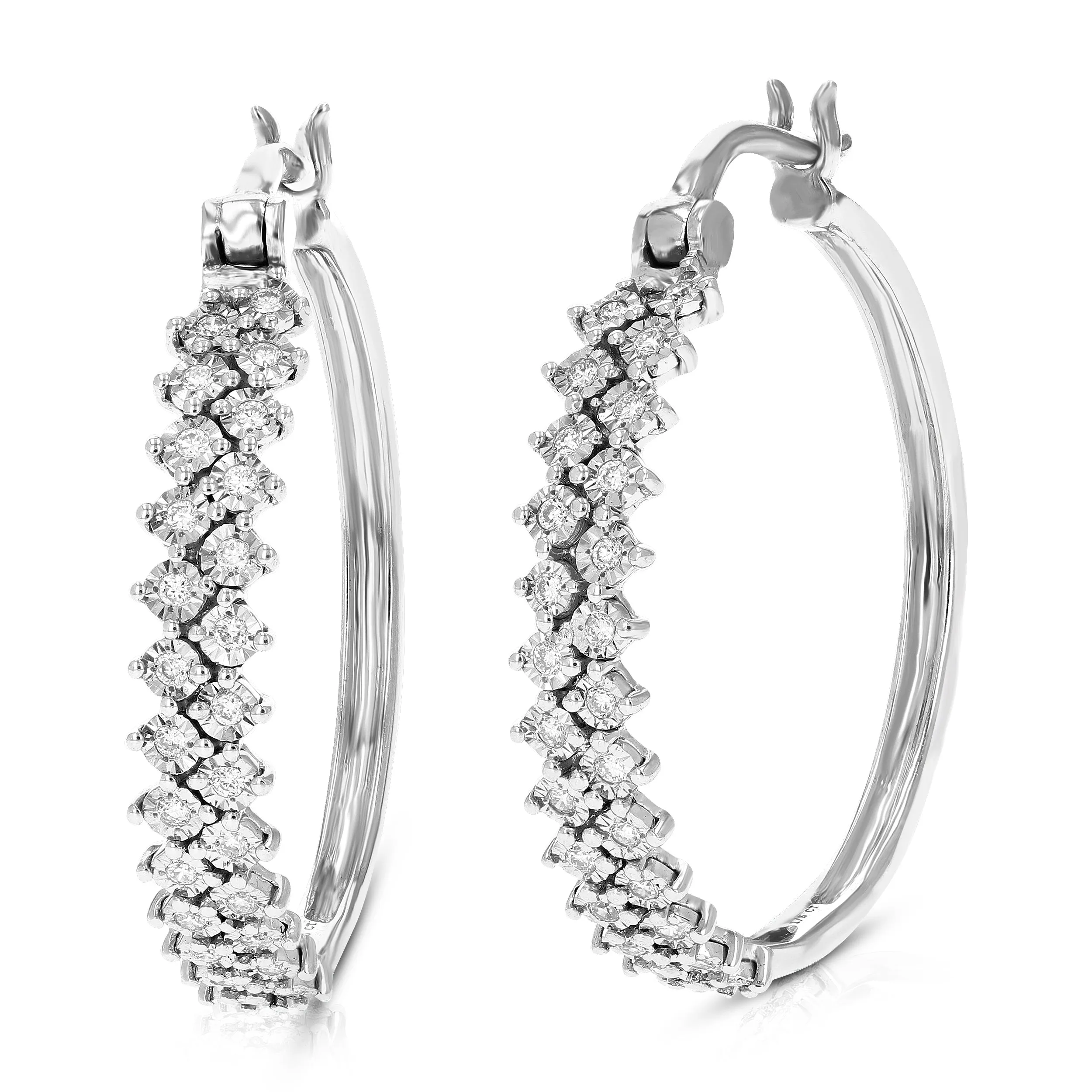 1/5 cttw Lab Grown Diamond Hoop Earrings in .925 Sterling Silver