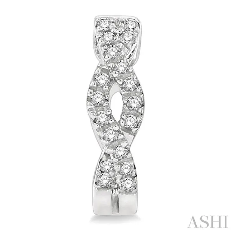 1/6 Ctw Entwined Round Cut Diamond Huggie Earrings in 10K White Gold