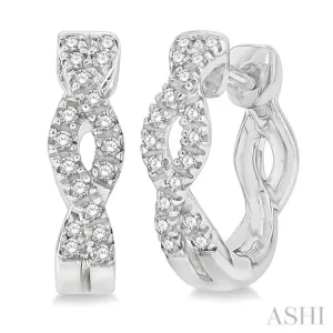 1/6 Ctw Entwined Round Cut Diamond Huggie Earrings in 14K White Gold