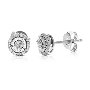 1/8 cttw Cluster Lab Diamond Stud Earrings in Sterling Silver