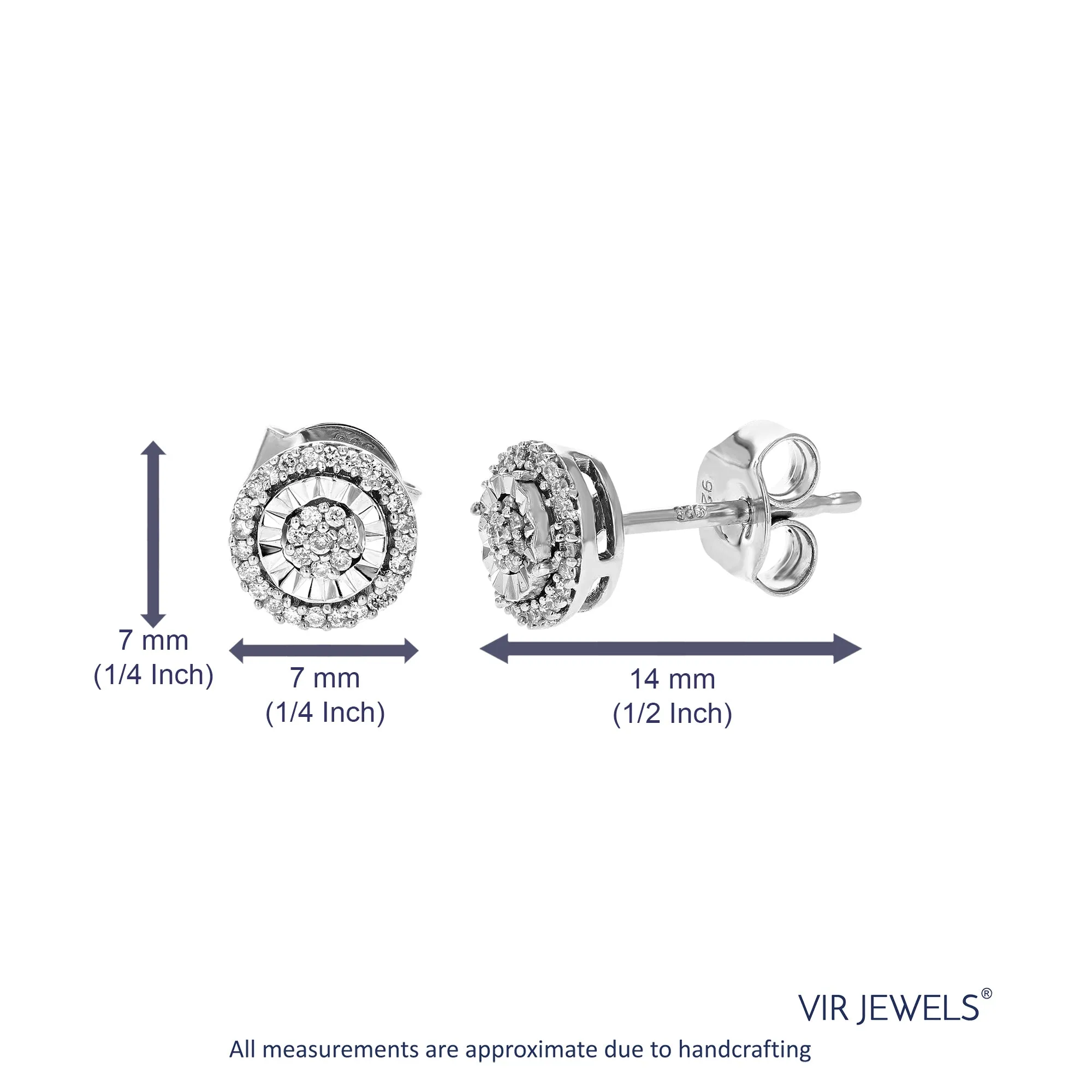 1/8 cttw Cluster Lab Diamond Stud Earrings in Sterling Silver