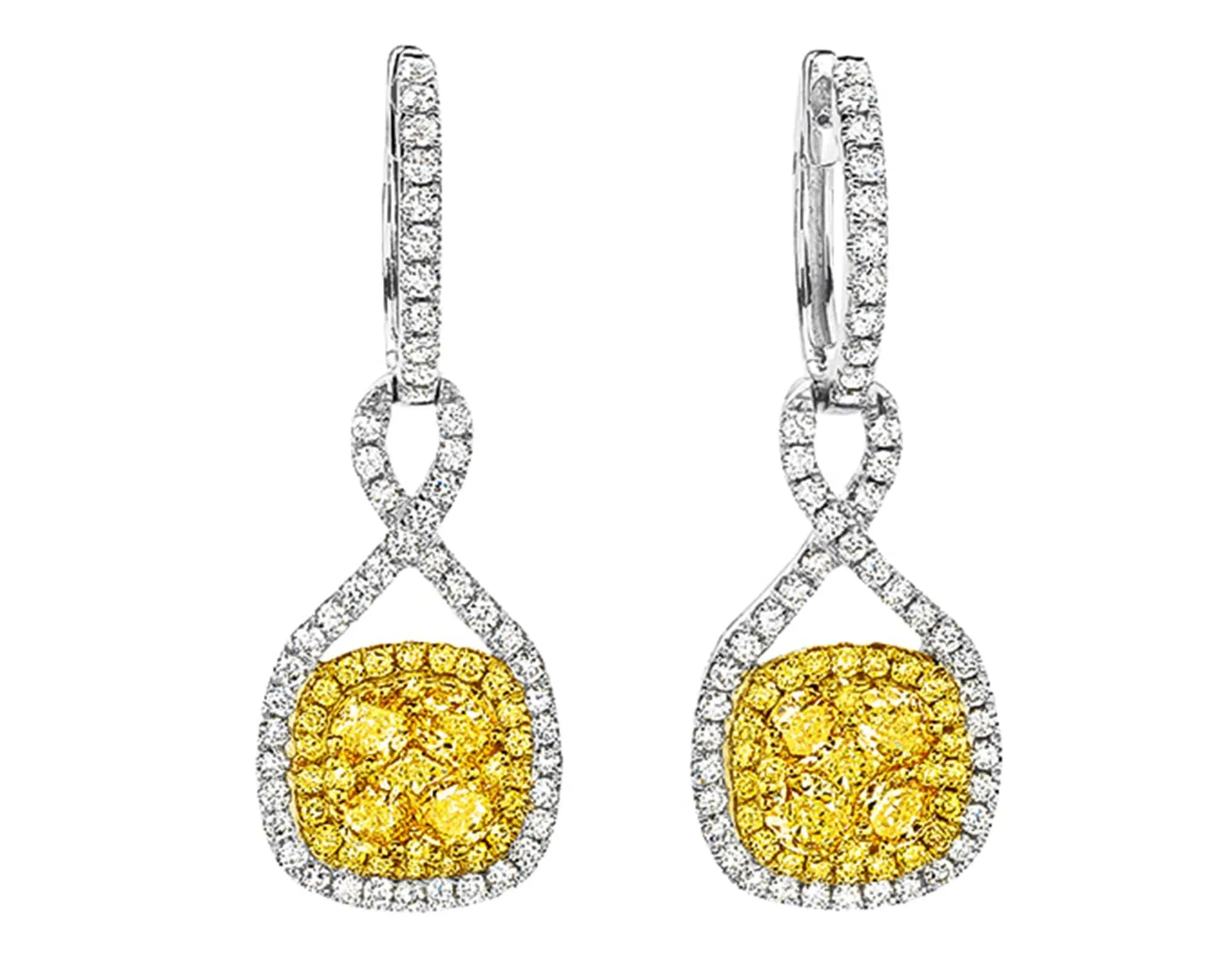 18k Gold Fancy Yellow Diamond Pave Earrings