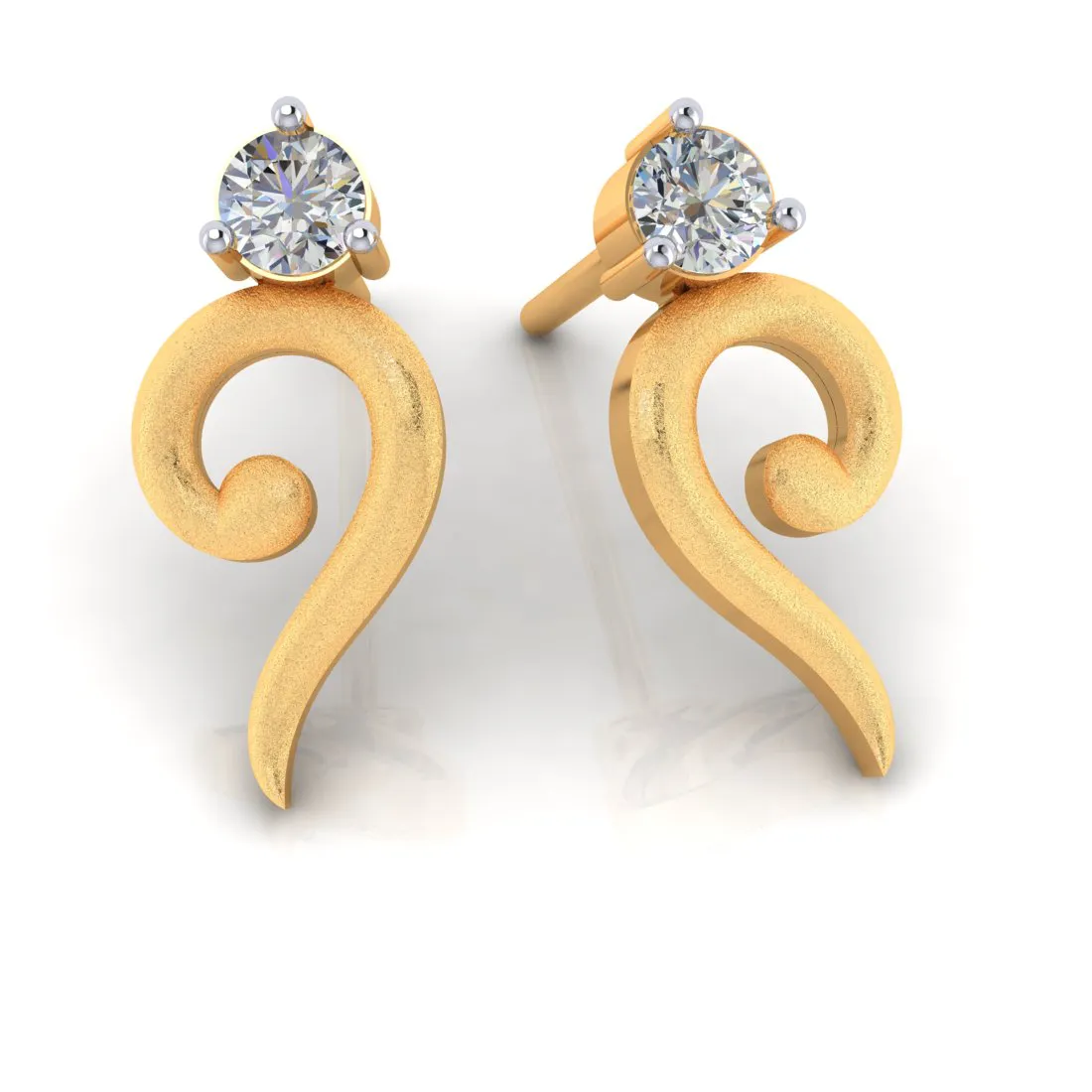 18k Kalka Shape Diamond Gold Earrings