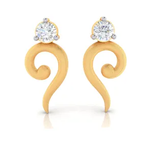 18k Kalka Shape Diamond Gold Earrings