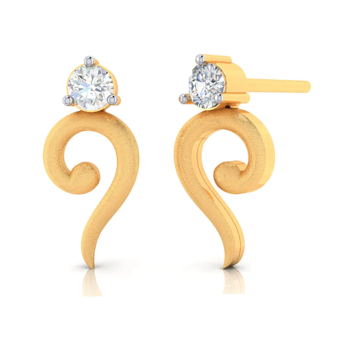 18k Kalka Shape Diamond Gold Earrings