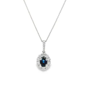 18k White Gold Diamond & Sapphire Pendant