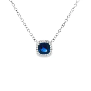 18k White Gold Diamond& Sapphire Pendant