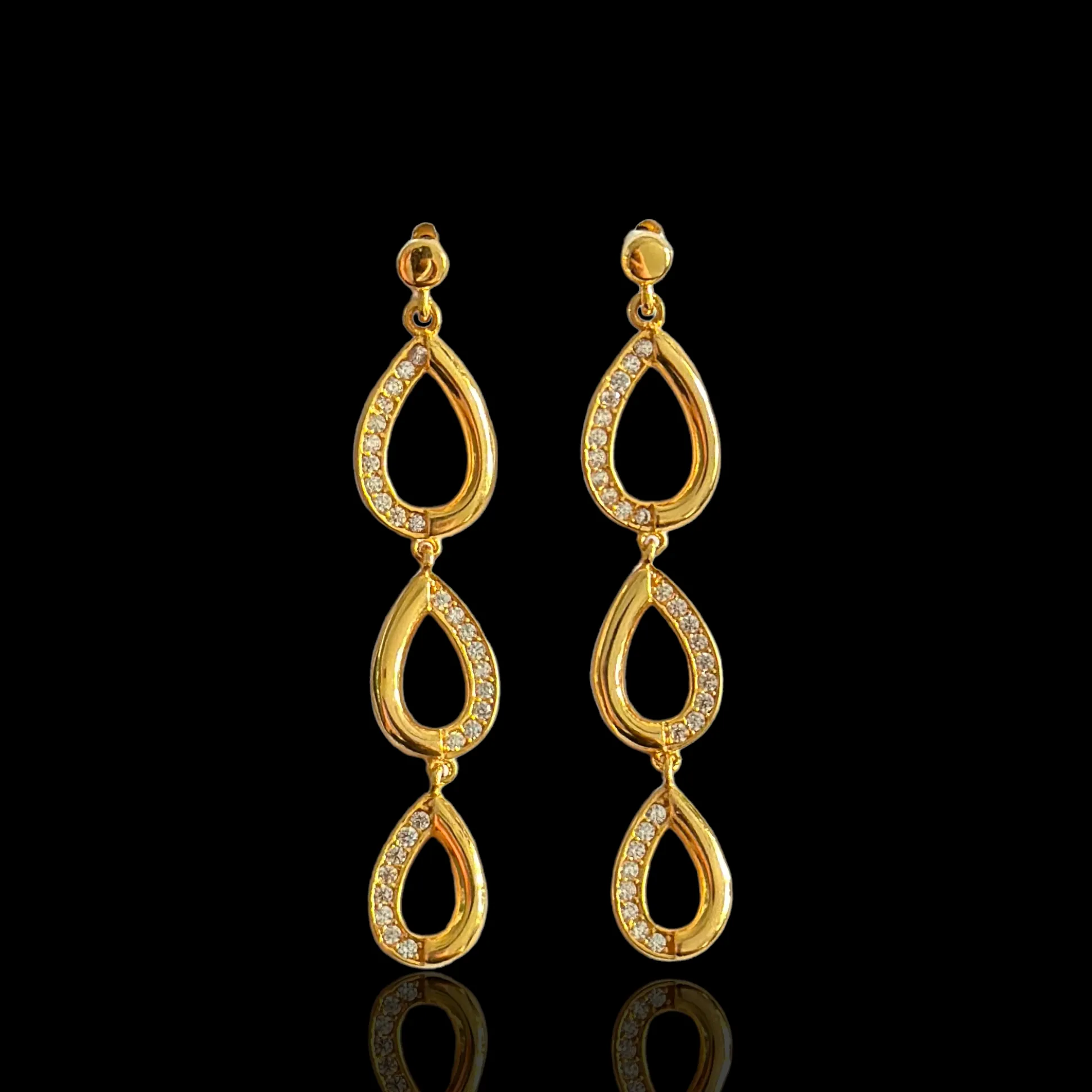 21K Solid Gold CZ Post Earrings