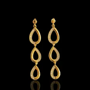 21K Solid Gold CZ Post Earrings