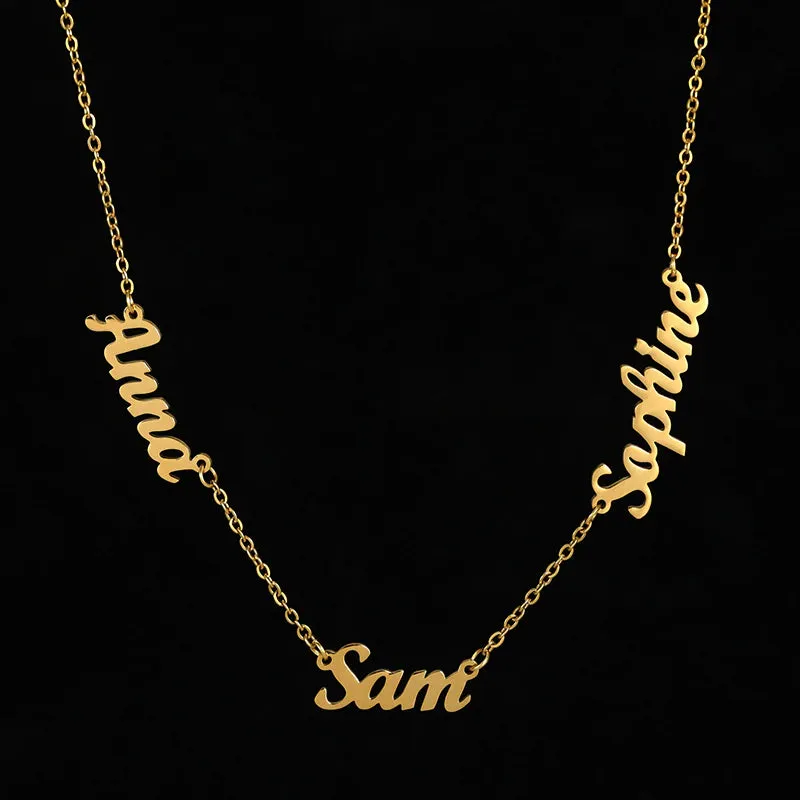 3 Inscriptions Multiple Name Necklace in 18k gold plating