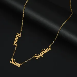 3 Inscriptions Multiple Name Necklace in 18k gold plating