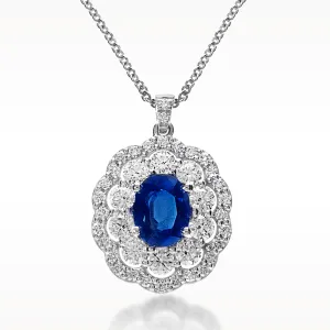 3.04ct Sapphire And Diamond White Gold Necklace