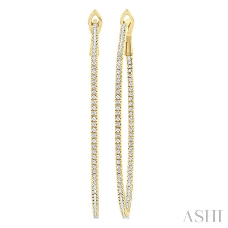 3/4 Ctw Inside & Outside Round Cut Diamond Hoop Earring in 14K Yellow Gold