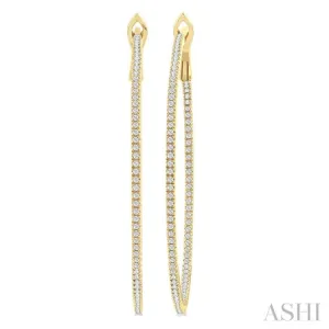 3/4 Ctw Inside & Outside Round Cut Diamond Hoop Earring in 14K Yellow Gold