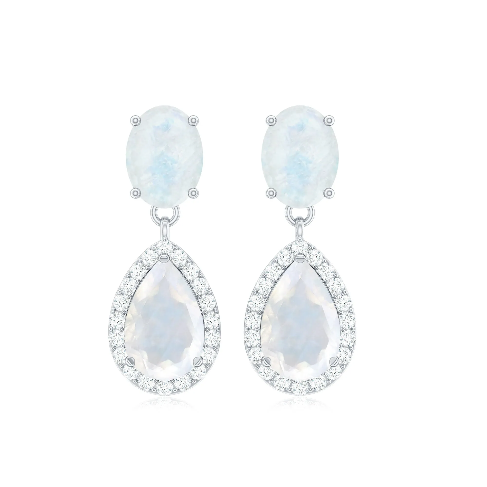 4.75 CT Classic Moonstone Dangle Earrings with Diamond