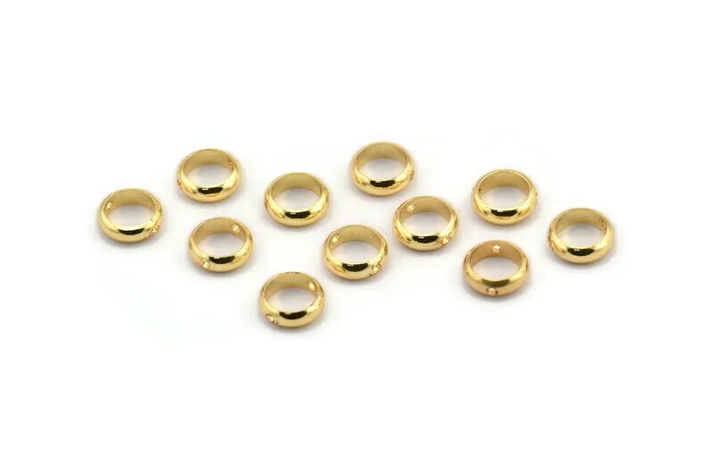 8mm Circle Connector, 25 Gold Lacquer Plated Brass Circle Ring Connector With 2 Holes, Findings (8x2.5mm) BS 1850 Q0602