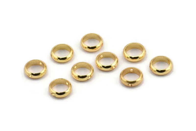 8mm Circle Connector, 25 Gold Lacquer Plated Brass Circle Ring Connector With 2 Holes, Findings (8x2.5mm) BS 1850 Q0602