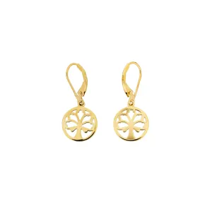 9 Carat Yellow Gold Tree of Life Drop Earrings