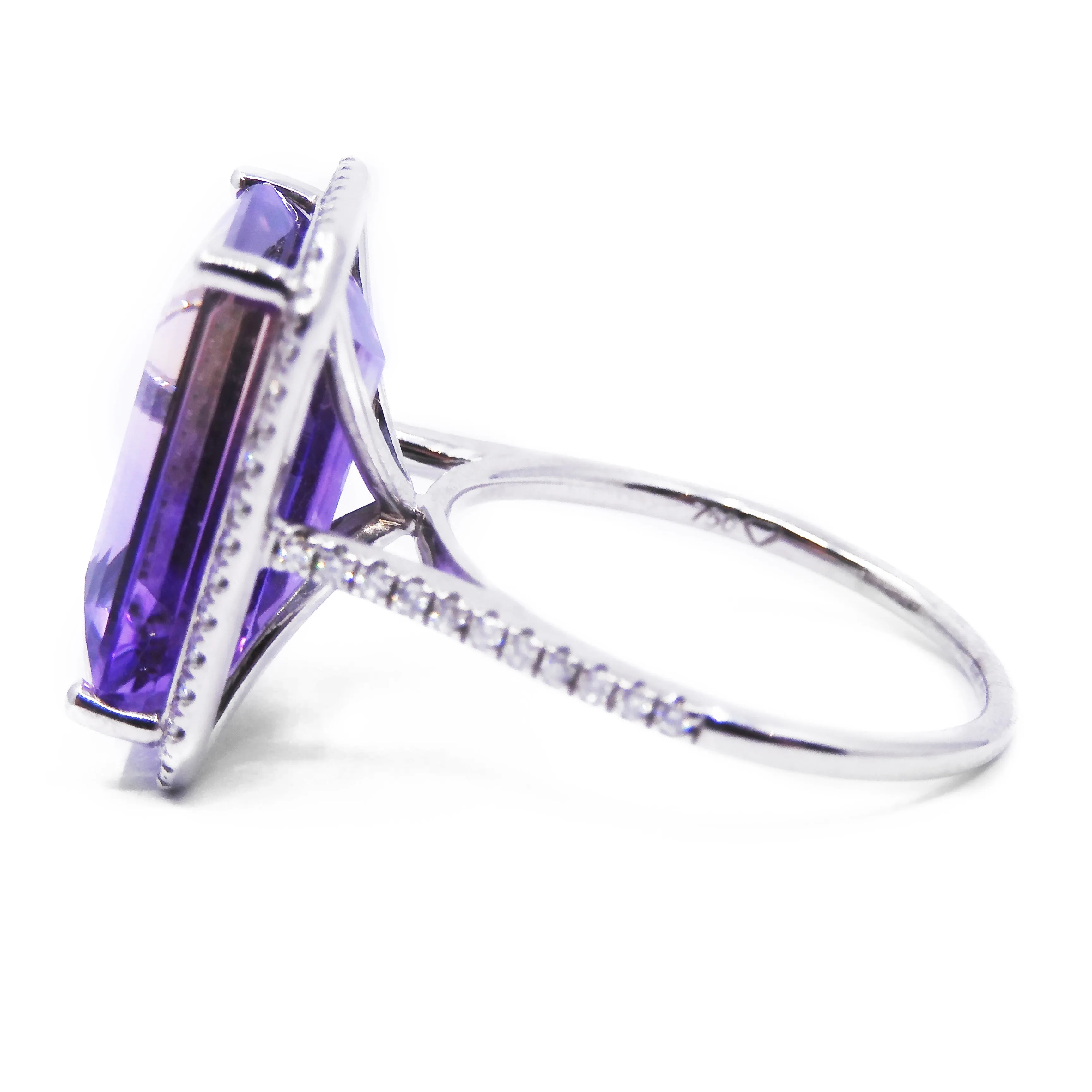 9.33ct Ametrine and Diamond Halo Ring | Pre-Loved | 18K White Gold