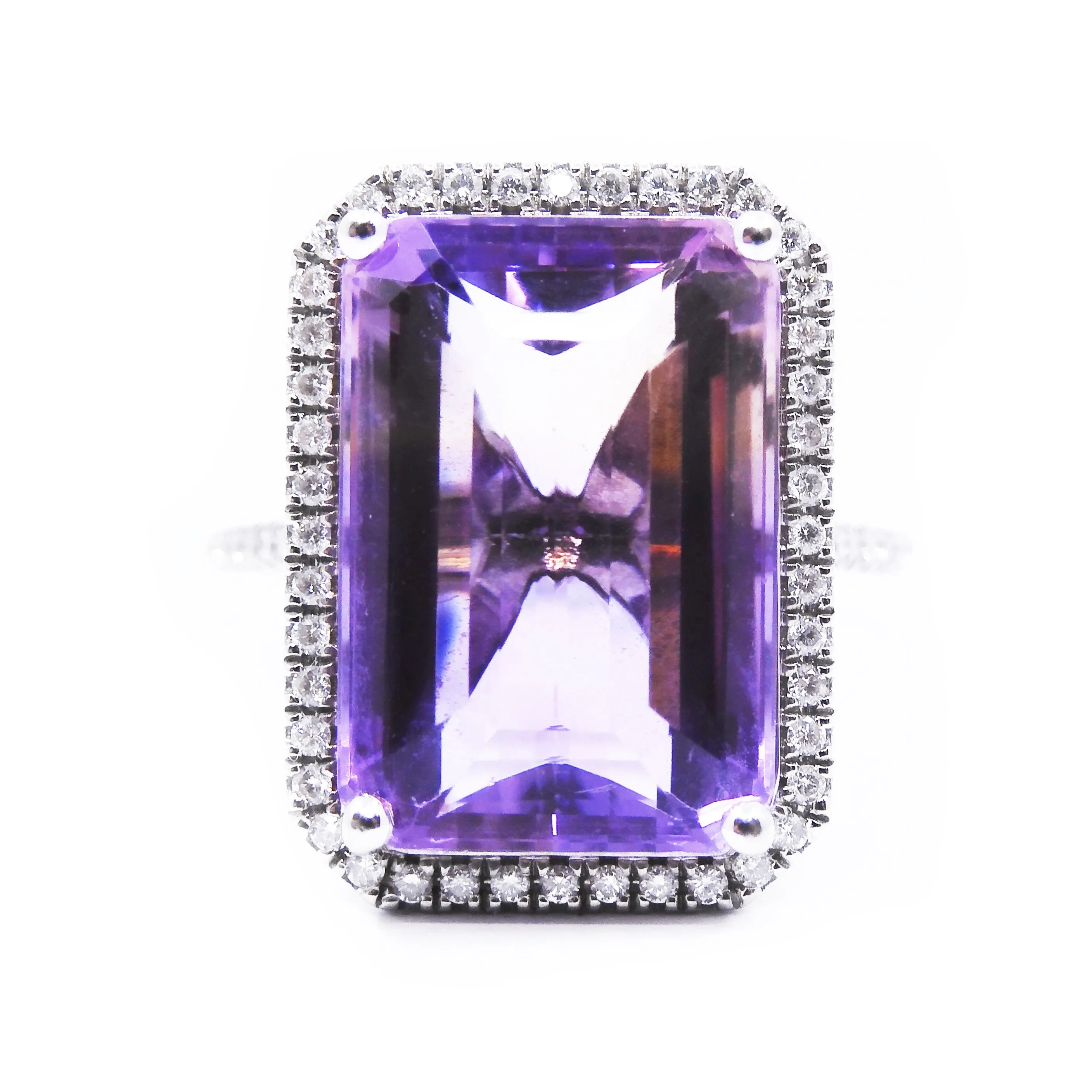 9.33ct Ametrine and Diamond Halo Ring | Pre-Loved | 18K White Gold