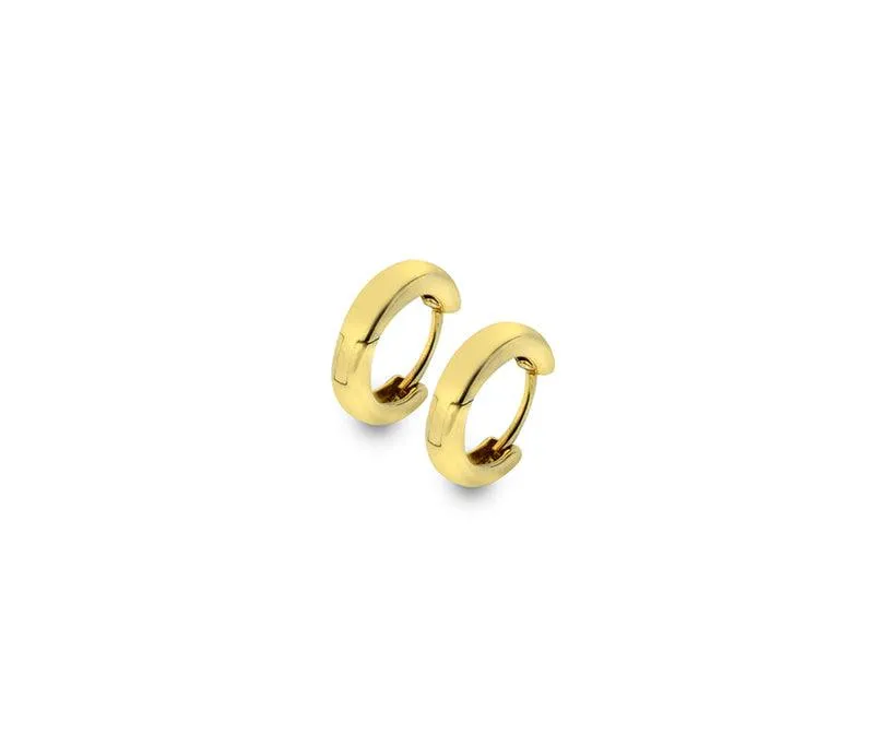 9ct Yellow Gold 1.2cm Round Huggie Earrings