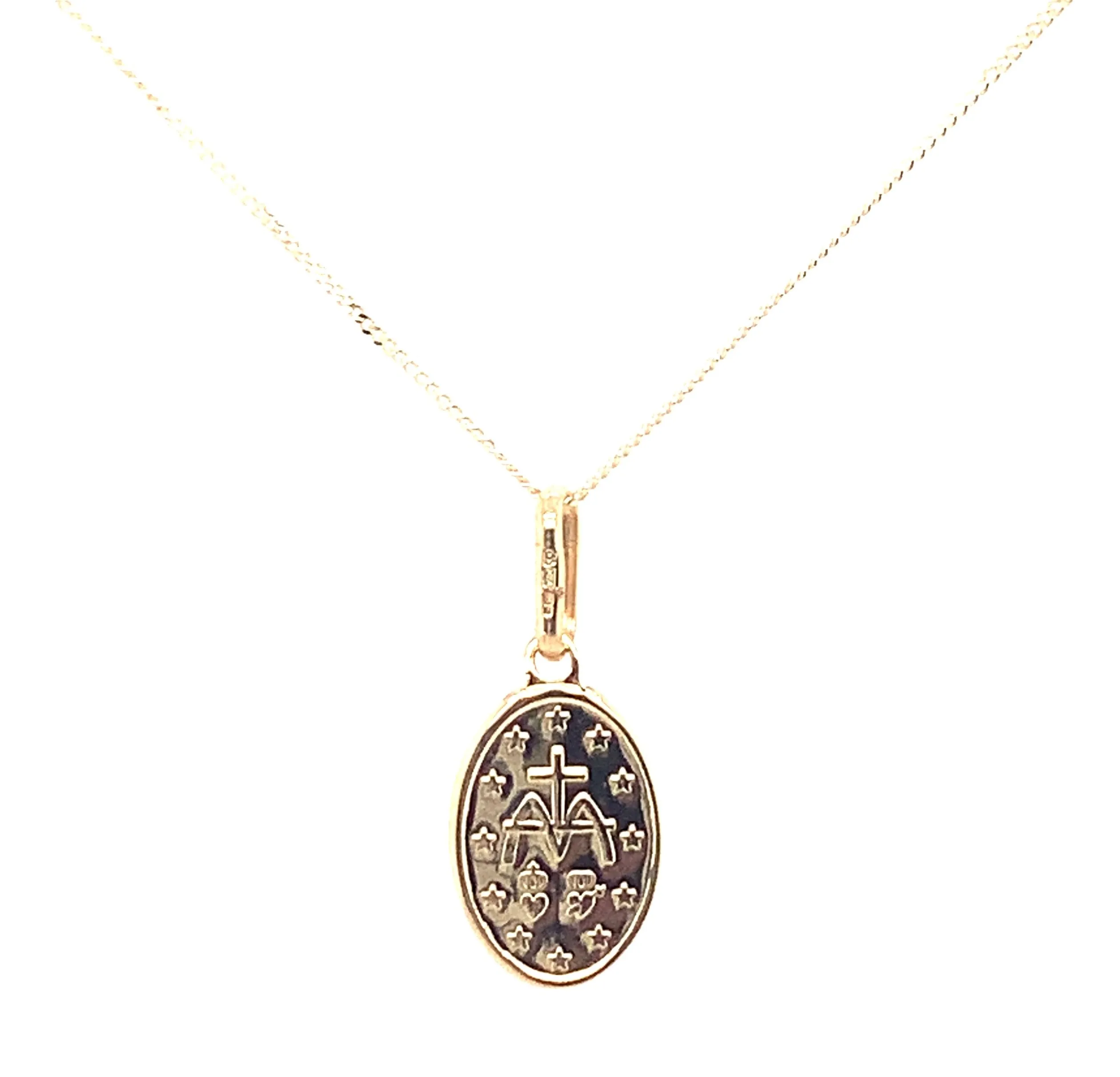 9ct Yellow Gold Small Oval Reversible Miraculous Medal Pendant