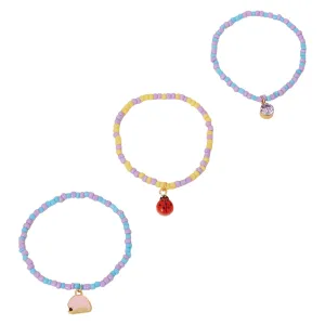 Accessorize London Girls Woodland Charm Bead Bracelets Set of 3