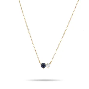 Adina - Diana Sapphire   Diamond 2 Amigos Necklace in Y14k