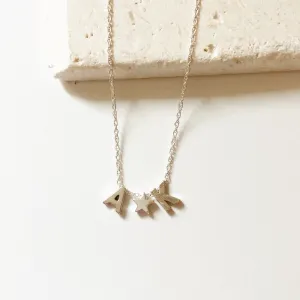 Adjustable length sliding clasp initial necklaces