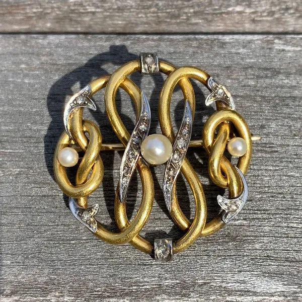 Antique Diamond & Pearl Pin