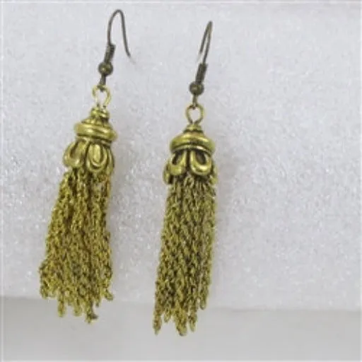 Antique Gold Tassel Dangling Earrings