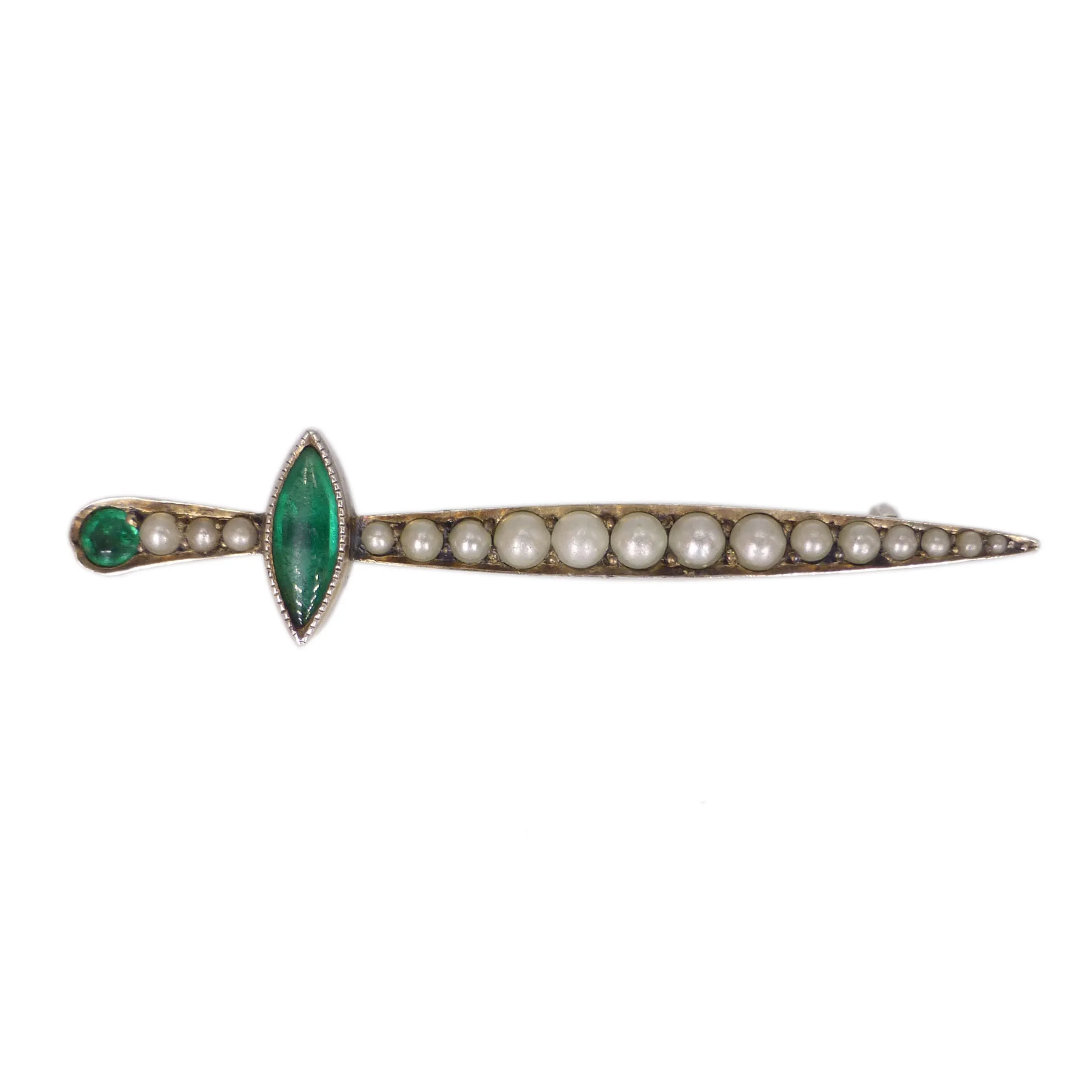 Antique Silver Split Pearl Sword Pin Brooch