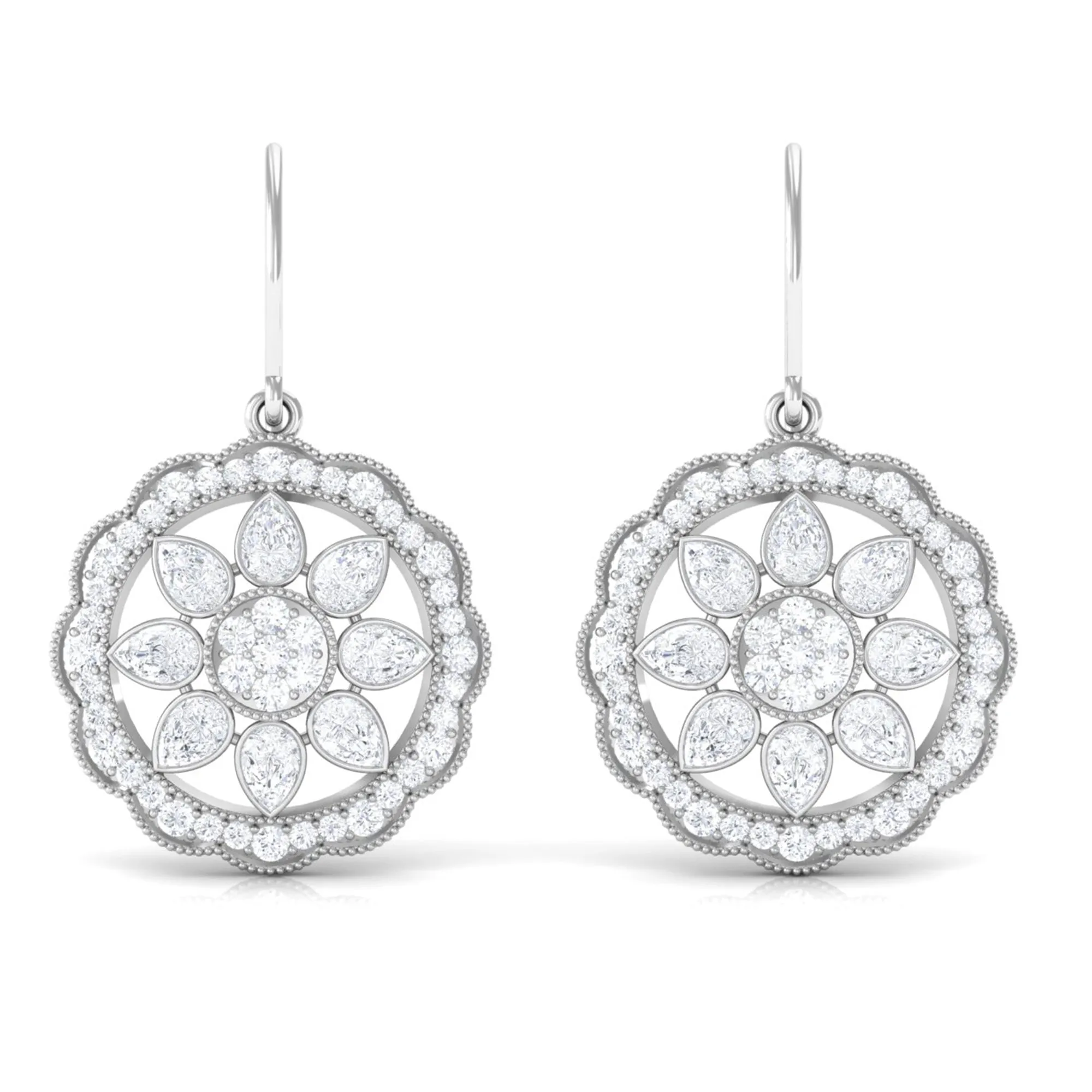 April Birthstone 2 CT Diamond Vintage Drop Earrings