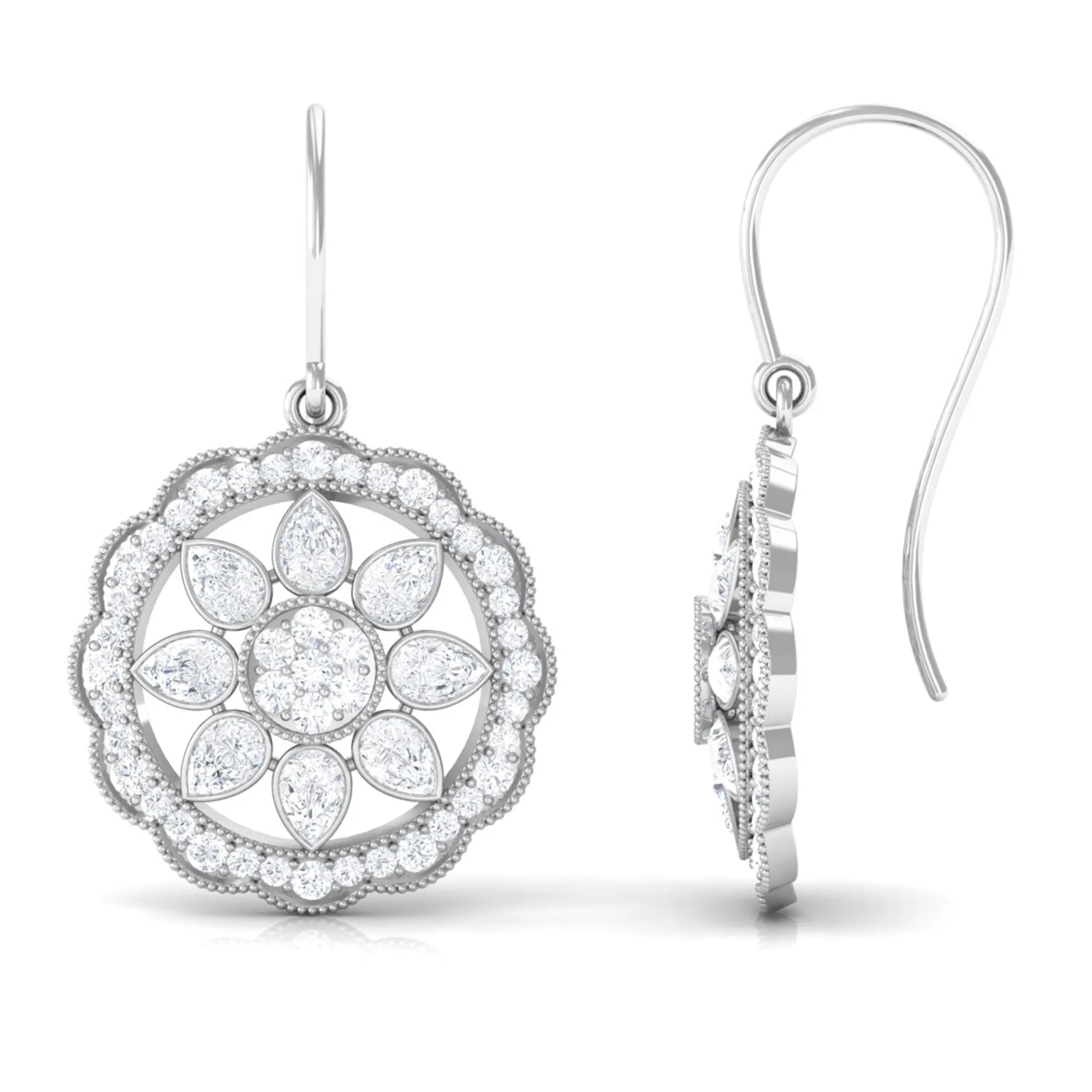 April Birthstone 2 CT Diamond Vintage Drop Earrings