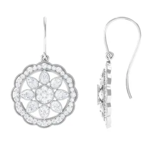 April Birthstone 2 CT Diamond Vintage Drop Earrings