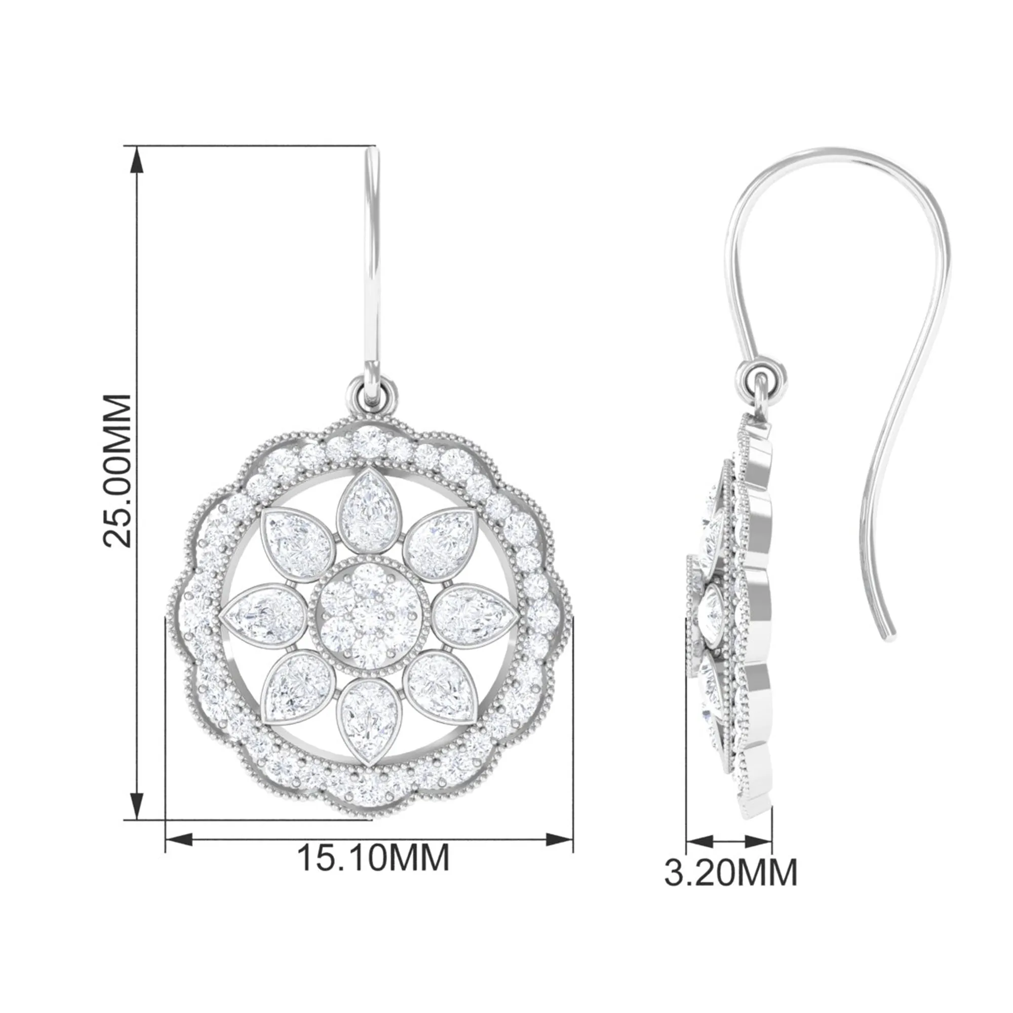 April Birthstone 2 CT Diamond Vintage Drop Earrings