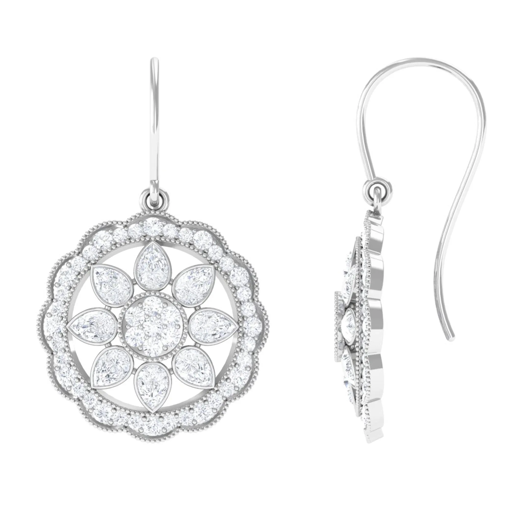 April Birthstone 2 CT Diamond Vintage Drop Earrings