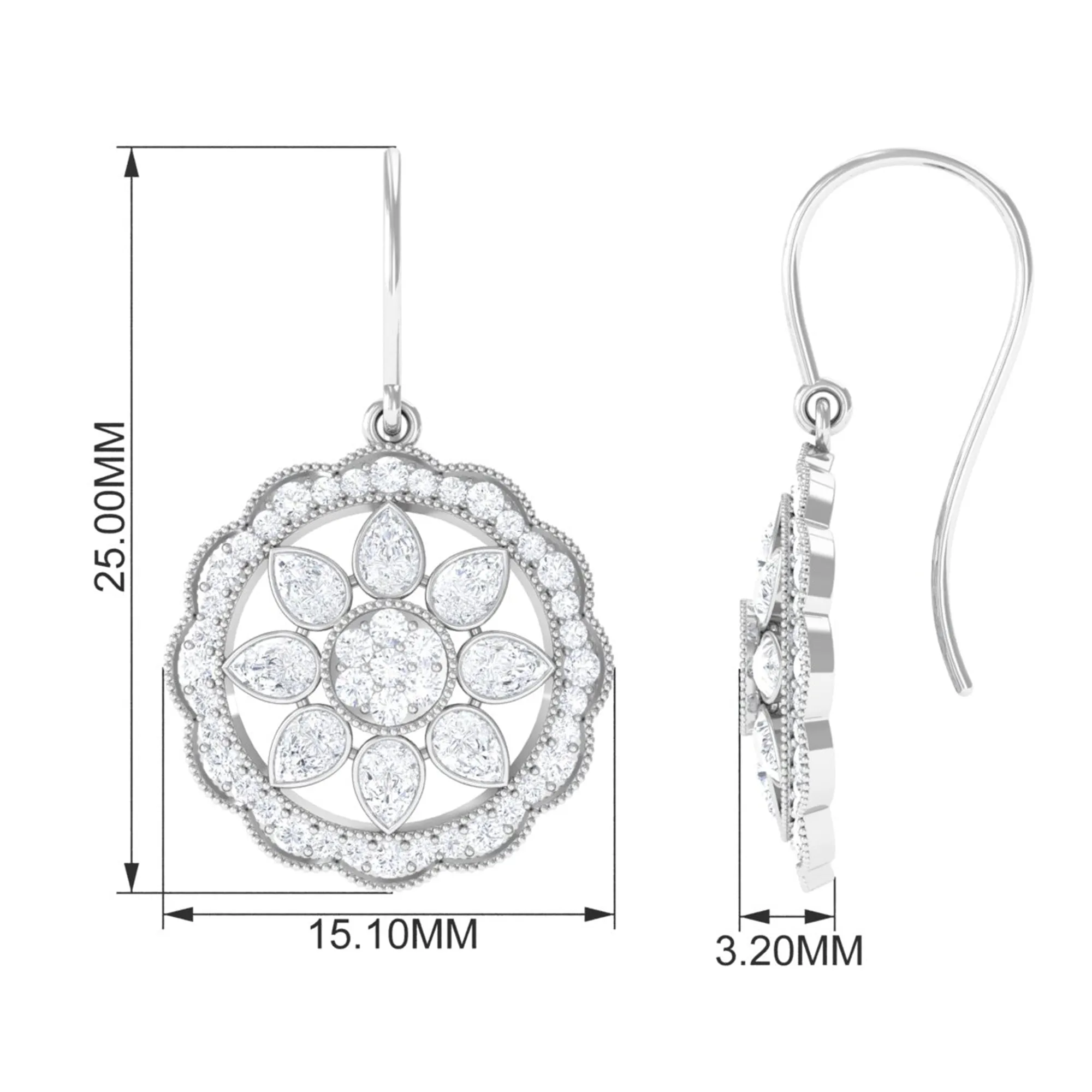 April Birthstone 2 CT Diamond Vintage Drop Earrings