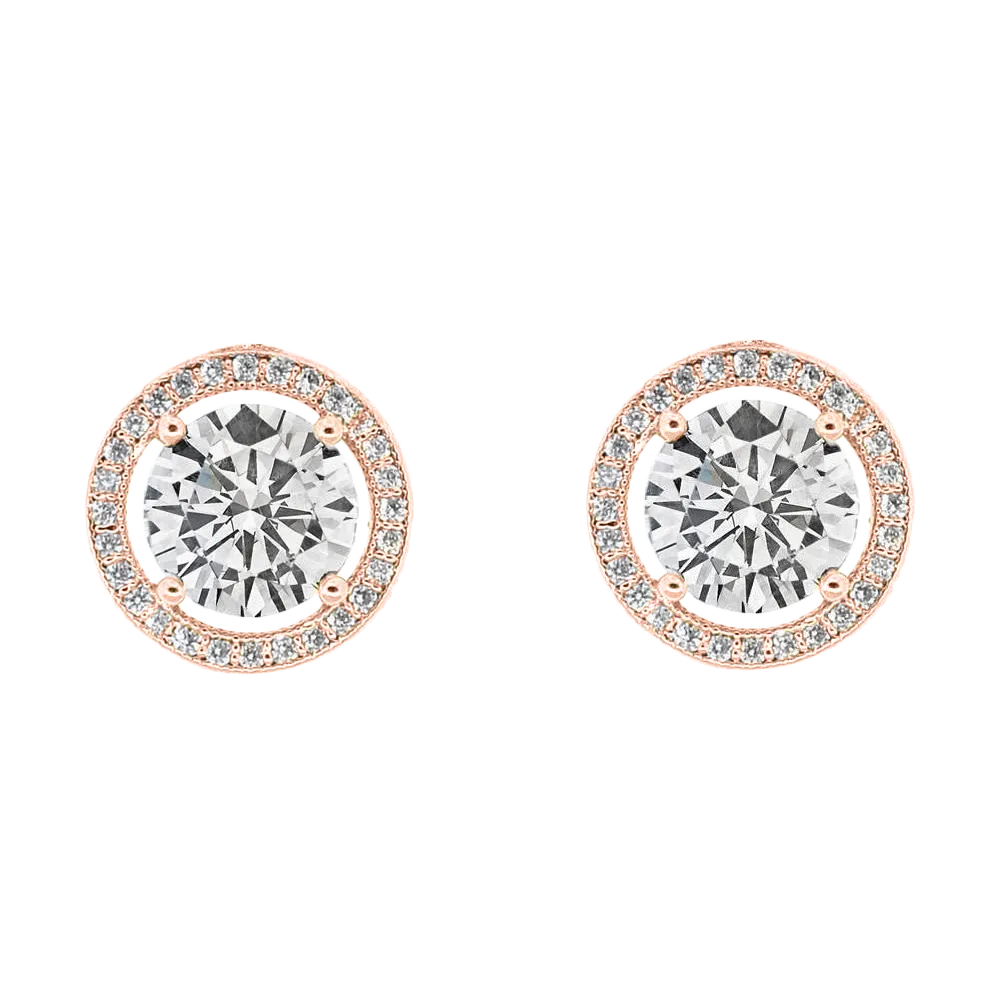 Ariel 18k White Gold Plated Halo Stud Earrings with Simulated Diamond Crystals for Women