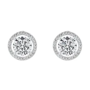 Ariel 18k White Gold Plated Halo Stud Earrings with Simulated Diamond Crystals for Women