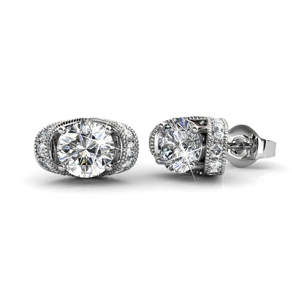 Astrid 18k White Gold Plated Stud Earrings with Simulated Diamond Crystals