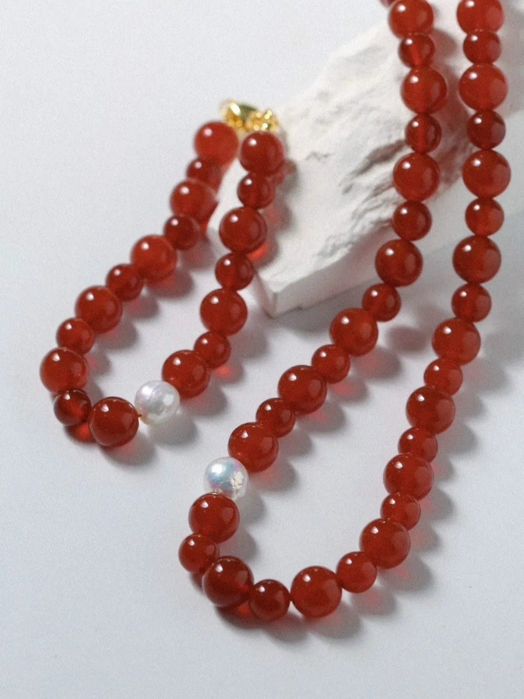 Baroque Pearl Red Onyx Bracelet