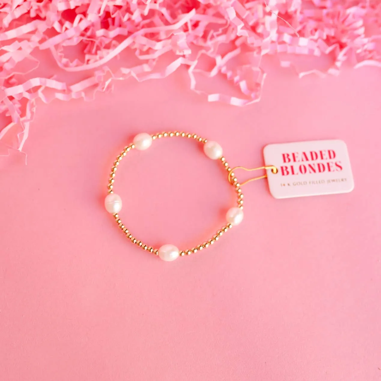 Beaded Blondes - Pearl Poppi Bracelet in Gold