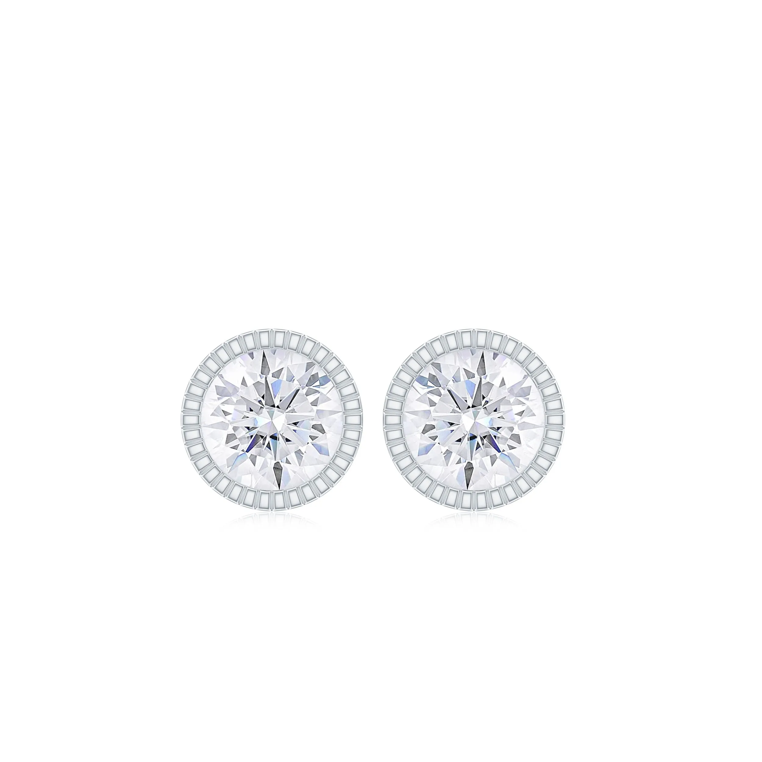 Bezel Set Round Cut Solitaire Zircon Stud Earrings