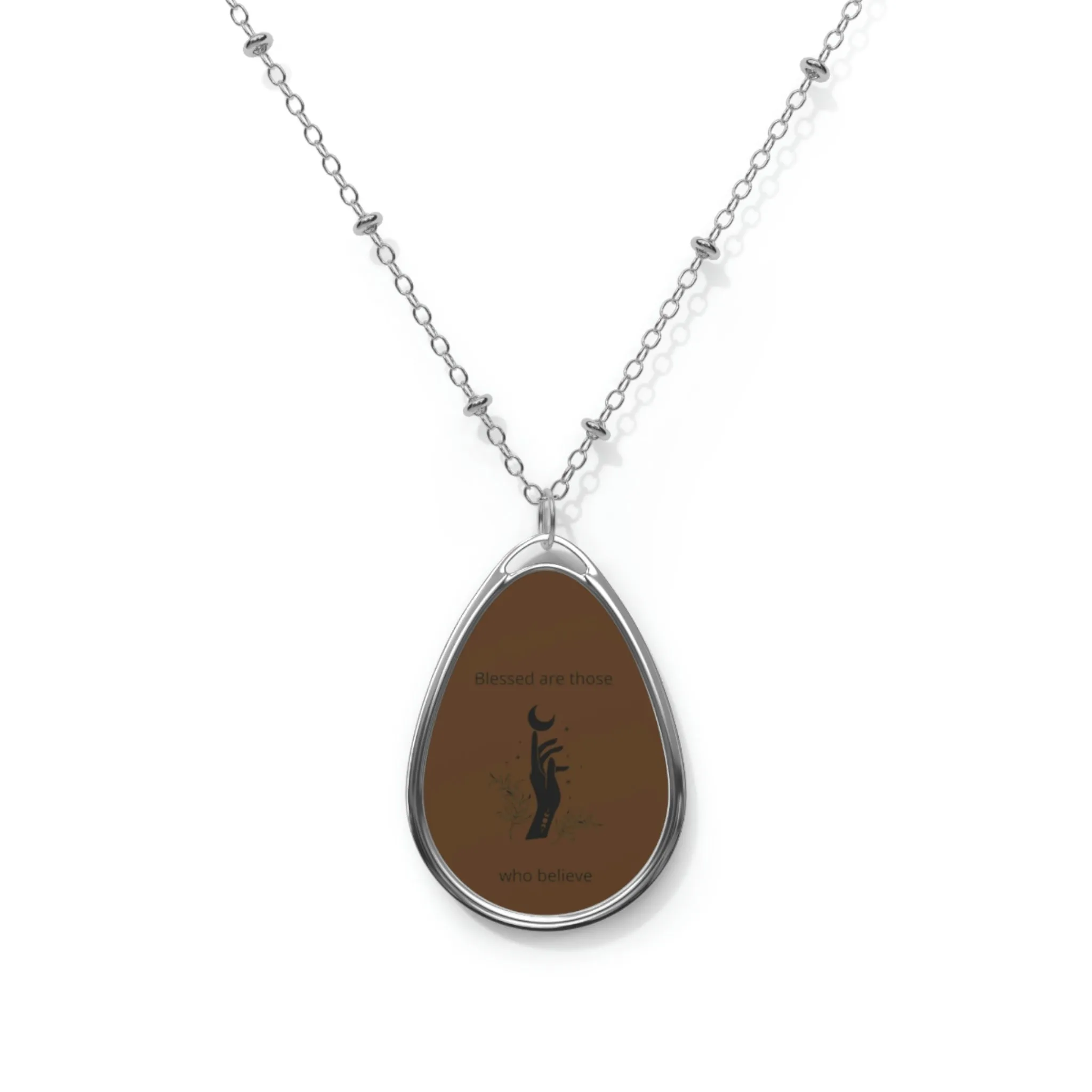 Blessed Oval Necklace -  brown