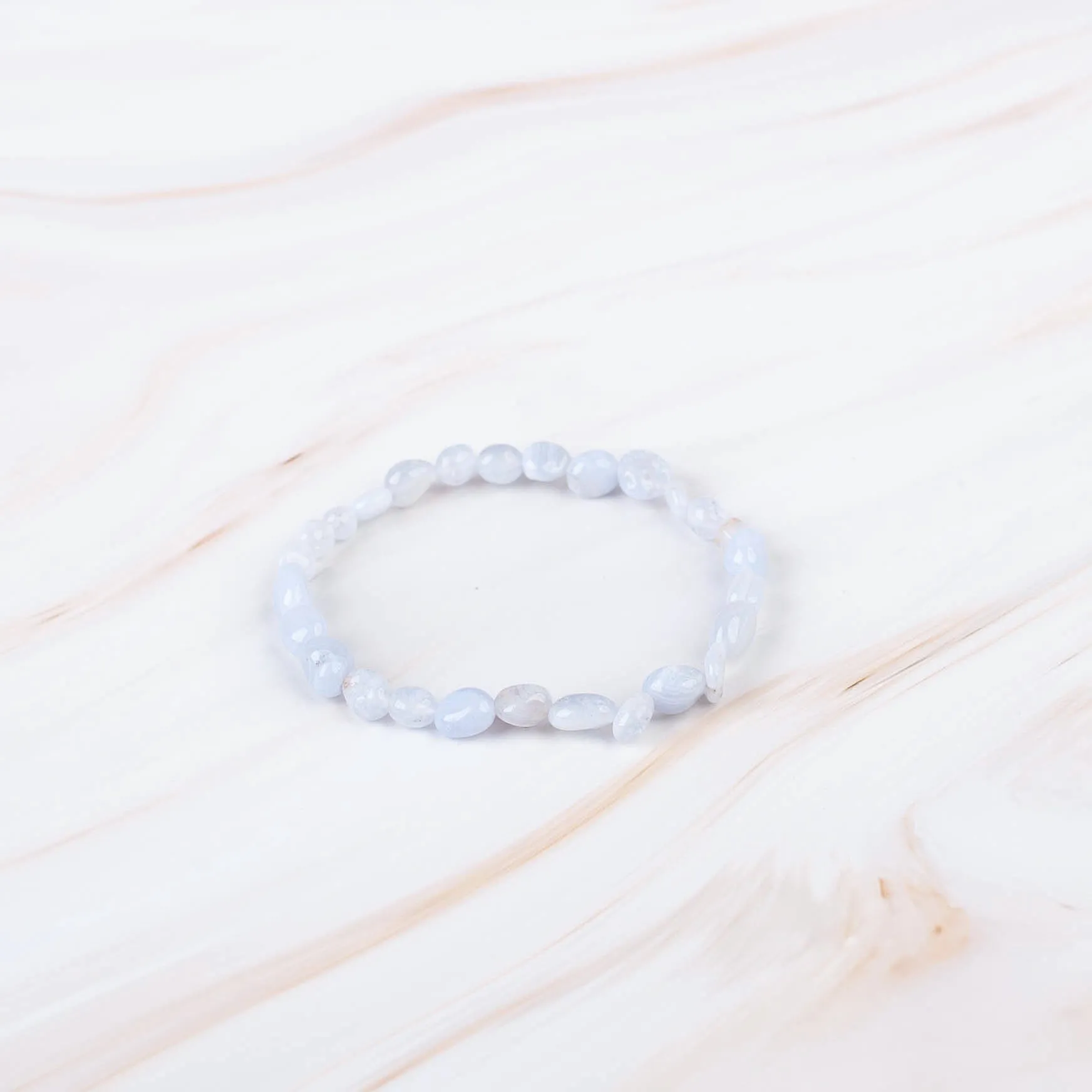 Blue Lace Agate Pebble Beaded Bracelet