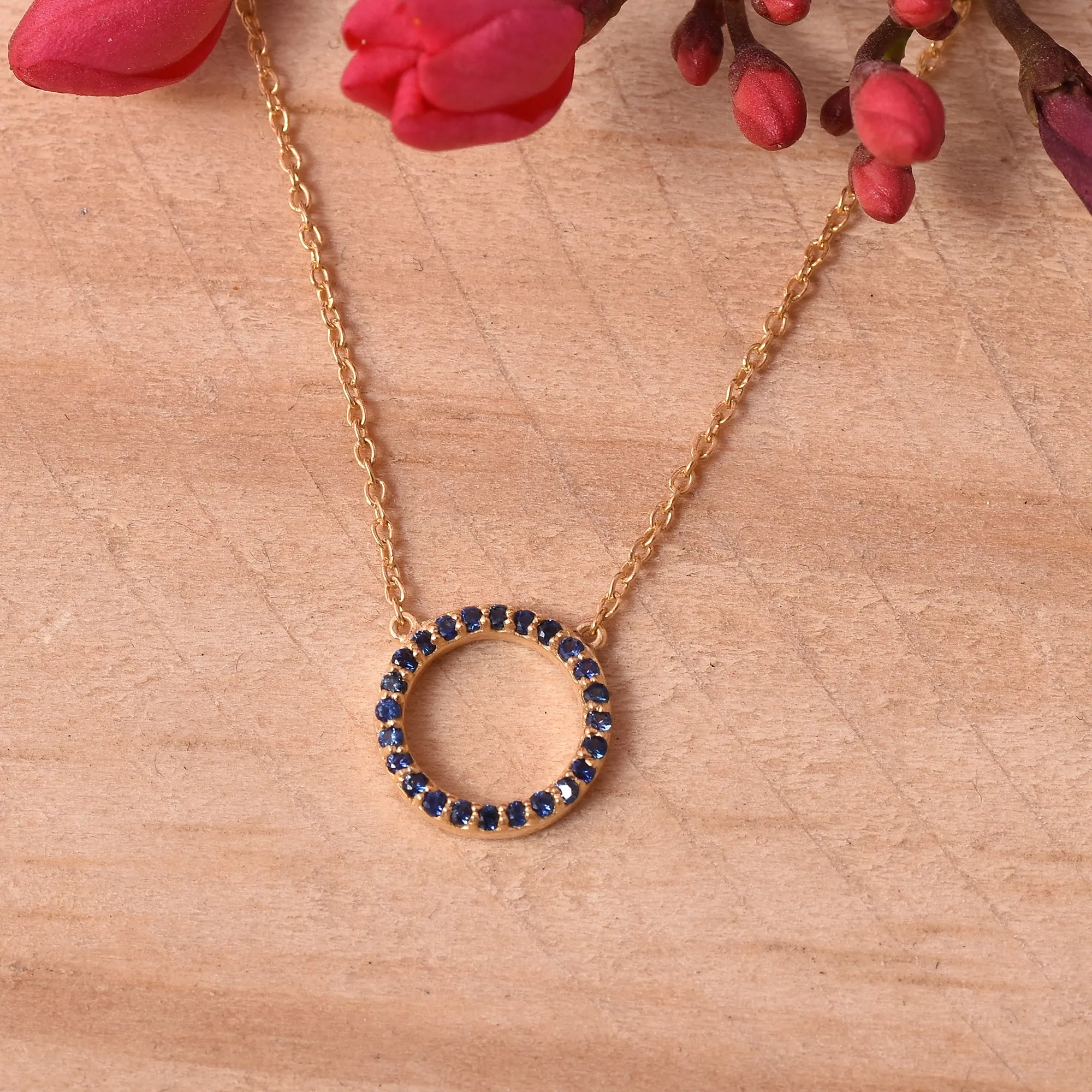 Blue Sapphire Full Circle Necklace