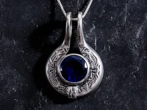 Blue Sapphire Necklace - Egyptian Necklace -Vintage Sapphire Pendant