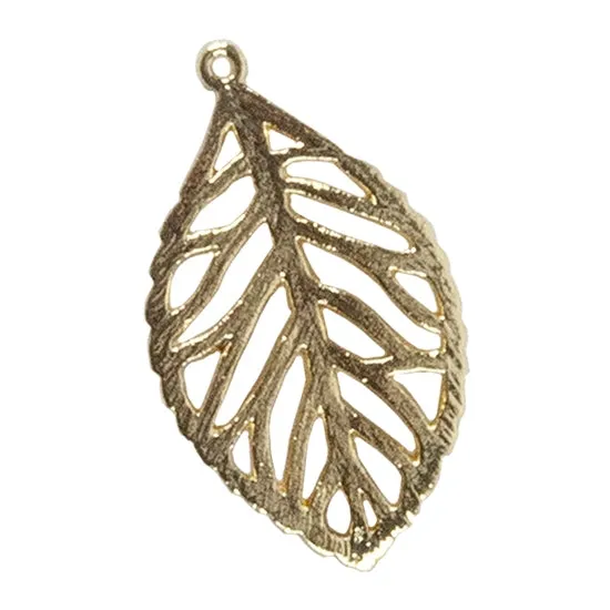 Brass Pendants - Leaf 18k Gold Plated - Pkg/4