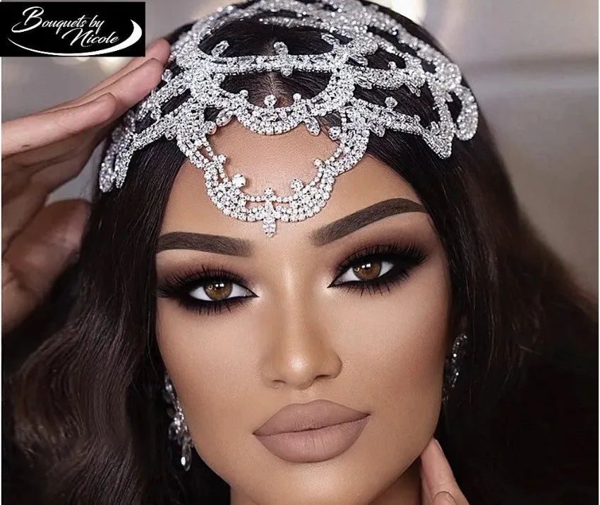 Bridal Hair Accessories l Rhinestone Wedding Forehead Headband  l Hair Comb l Hair Chain HP-09